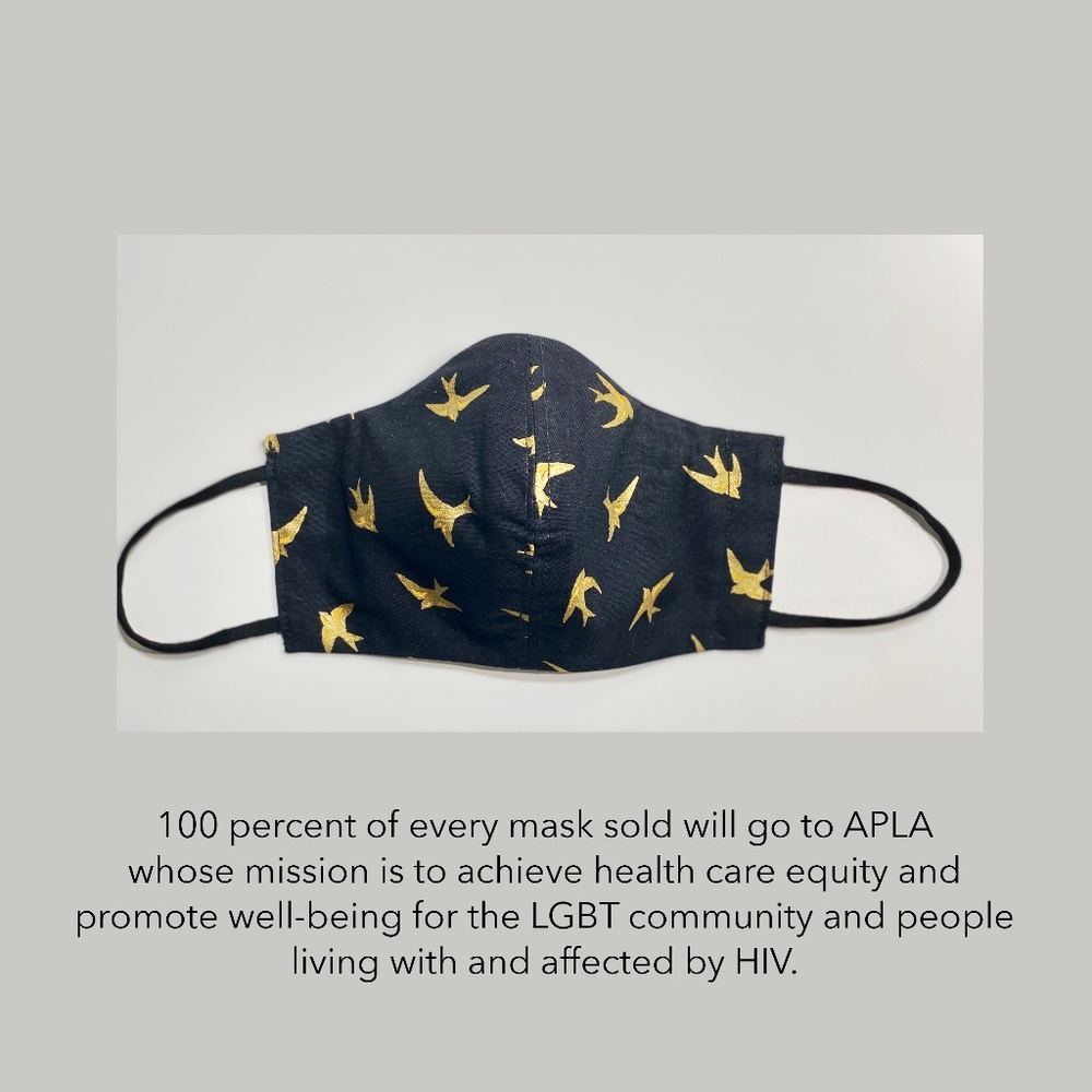Face Mask (Reversible) Metallic Birds & Butterfly